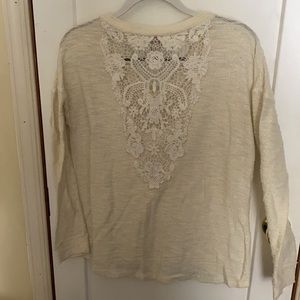 Cream sweater with lace back detail